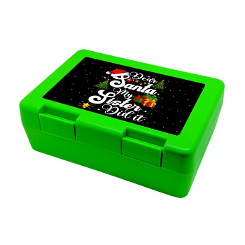 Dear santa my Sister Did it, Children's cookie container GREEN 185x128x65mm (BPA free plastic)