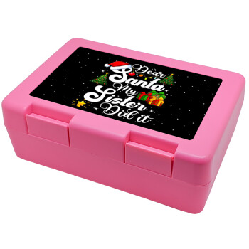 Dear santa my Sister Did it, Children's cookie container PINK 185x128x65mm (BPA free plastic)