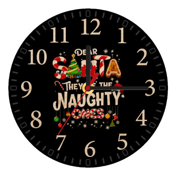 Dear santa they're the naughty , Ρολόι τοίχου ξύλινο plywood (20cm)