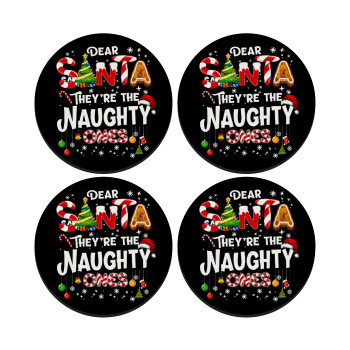 Dear santa they're the naughty , SET of 4 round wooden coasters (9cm)