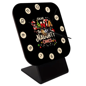 Dear santa they're the naughty , Επιτραπέζιο ρολόι σε φυσικό ξύλο (10cm)
