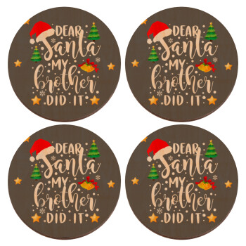 Dear santa my Brother did it, ΣΕΤ x4 Σουβέρ ξύλινα στρογγυλά plywood (9cm)