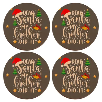 Dear santa my Brother did it, ΣΕΤ x4 Σουβέρ ξύλινα στρογγυλά plywood (9cm)