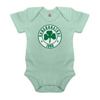 ΠΑΟ Παναθηναϊκός, Βρεφικό φορμάκι μωρού, 0-18 μηνών, mint (Μέντα), 100% Organic Cotton, κοντομάνικο