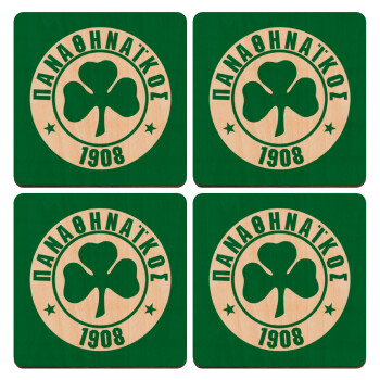 ΠΑΟ Παναθηναϊκός, ΣΕΤ x4 Σουβέρ ξύλινα τετράγωνα plywood (9cm)