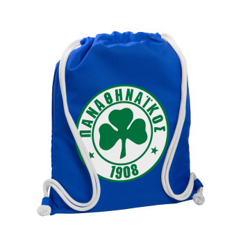 ΠΑΟ Παναθηναϊκός, Τσάντα πλάτης πουγκί GYMBAG Μπλε, με τσέπη (40x48cm) & χονδρά κορδόνια