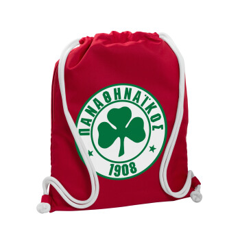 ΠΑΟ Παναθηναϊκός, Τσάντα πλάτης πουγκί GYMBAG Κόκκινη, με τσέπη (40x48cm) & χονδρά κορδόνια