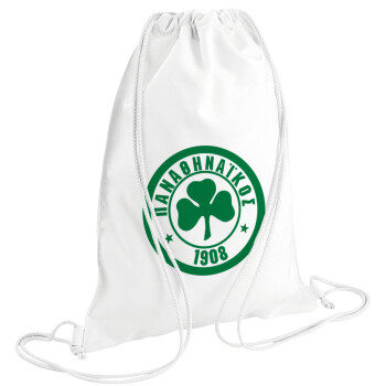 ΠΑΟ Παναθηναϊκός, Τσάντα πλάτης πουγκί GYMBAG λευκή (28x40cm)