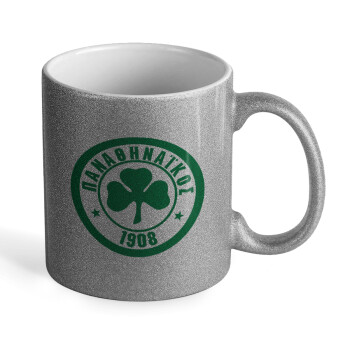 ΠΑΟ Παναθηναϊκός, Κούπα Ασημένια Glitter που γυαλίζει, κεραμική, 330ml