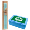 Easter Set, children's snack container BLUE & Easter aromatic flat candle (30cm) (TURQUOISE)