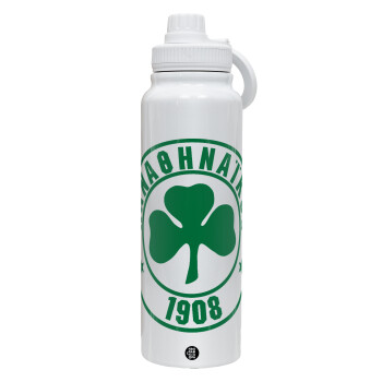ΠΑΟ Παναθηναϊκός, 1L Stainless Steel Thermal Bottle with Phone Holder & Double Wall Insulation