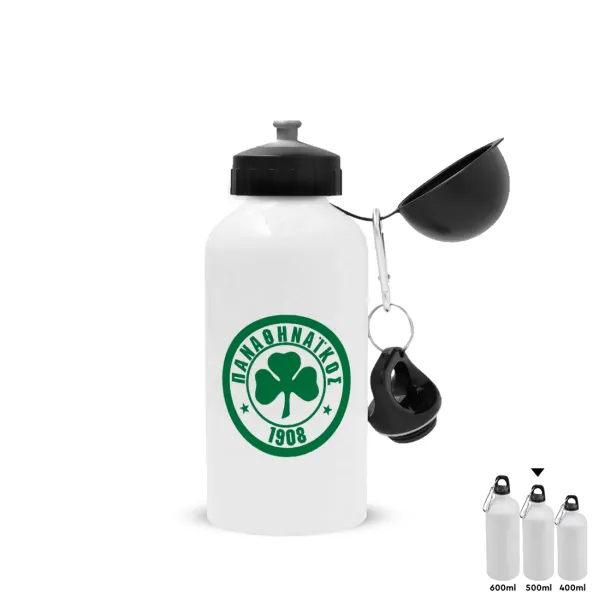 ΠΑΟ Παναθηναϊκός — Metal water bottle, White, aluminum 500ml