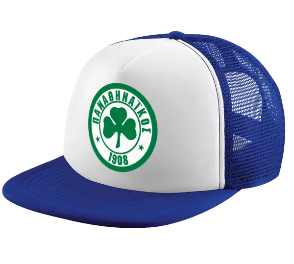 ΠΑΟ Παναθηναϊκός — Adult Soft Trucker Hat with Blue/White Mesh (POLYESTER, ADULT, UNISEX, ONE SIZE)