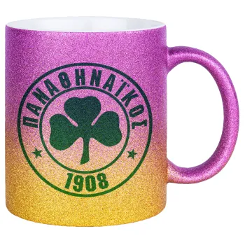 ΠΑΟ Παναθηναϊκός, Κούπα Χρυσή/Ροζ Glitter, κεραμική, 330ml