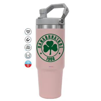 ΠΑΟ Παναθηναϊκός, Pink color, 890ml (30oz) stainless Steel Tumbler with Handle