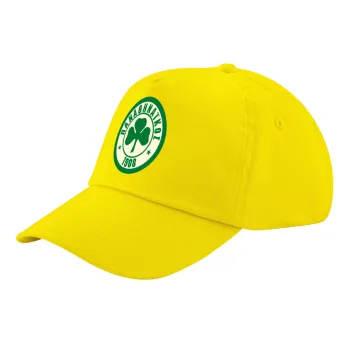 ΠΑΟ Παναθηναϊκός, Child's Baseball Cap, 100% Cotton Twill, Yellow (COTTON, CHILD, UNISEX, ONE SIZE)