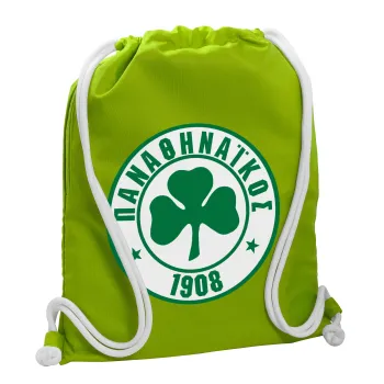 ΠΑΟ Παναθηναϊκός, Backpack bag GYMBAG LIME GREEN, with pocket (40x48cm) & thick cords