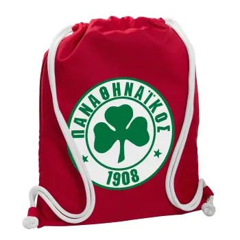 ΠΑΟ Παναθηναϊκός, Backpack pouch GYMBAG Red, with pocket (40x48cm) & thick cords