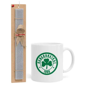 ΠΑΟ Παναθηναϊκός, Easter Set, Ceramic Cup (330ml) & Easter aromatic flat candle (30cm) (GRAY)
