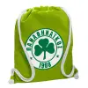 Backpack bag GYMBAG LIME GREEN, with pocket (40x48cm) & thick cords