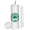 Tumbler stainless steel 600ml, with metal straw & cleaning brush