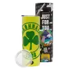 Neon Yellow Travel Tumbler, with metal straw (Stainless steel 304 Food grade, BPA free, 600ml)