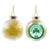 Transparent Christmas tree ball ornament with gold filling 8cm