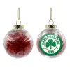 Transparent Christmas tree ball ornament with red filling 8cm