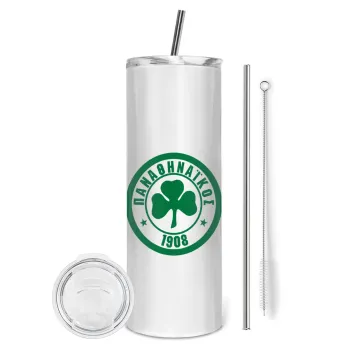 ΠΑΟ Παναθηναϊκός, Tumbler stainless steel 600ml, with metal straw & cleaning brush