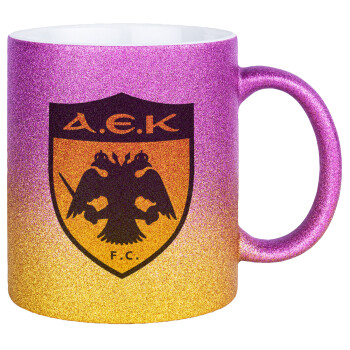 ΑΕΚ, Κούπα Χρυσή/Ροζ Glitter, κεραμική, 330ml