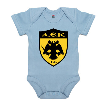 ΑΕΚ, Βρεφικό φορμάκι μωρού, 0-18 μηνών, Μπλε, 100% Organic Cotton, κοντομάνικο