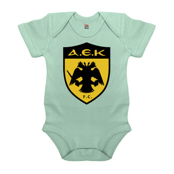 ΑΕΚ, Βρεφικό φορμάκι μωρού, 0-18 μηνών, mint (Μέντα), 100% Organic Cotton, κοντομάνικο
