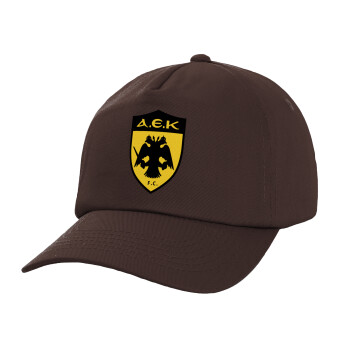 ΑΕΚ, Adult Baseball Cap, 100% Cotton, Chocolate (COTTON, ADULT, UNISEX, ONE SIZE)