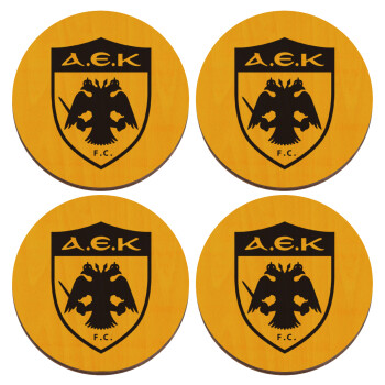 ΑΕΚ, ΣΕΤ x4 Σουβέρ ξύλινα στρογγυλά plywood (9cm)