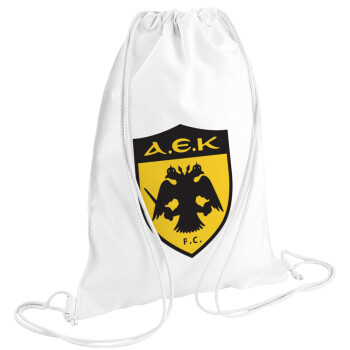 ΑΕΚ, Τσάντα πλάτης πουγκί GYMBAG λευκή (28x40cm)