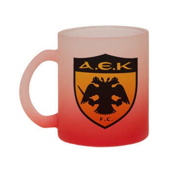 ΑΕΚ, Κούπα γυάλινη δίχρωμη με βάση το κόκκινο ματ, 330ml