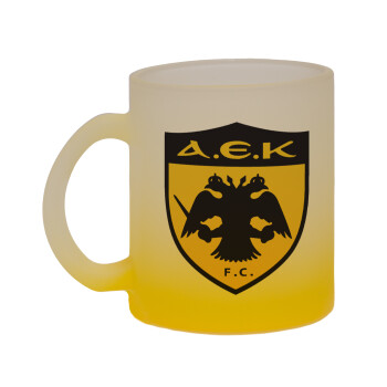 ΑΕΚ, Κούπα γυάλινη δίχρωμη με βάση το κίτρινο ματ, 330ml