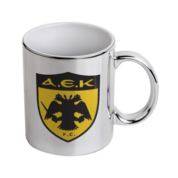 ΑΕΚ, Mug ceramic, silver mirror, 330ml