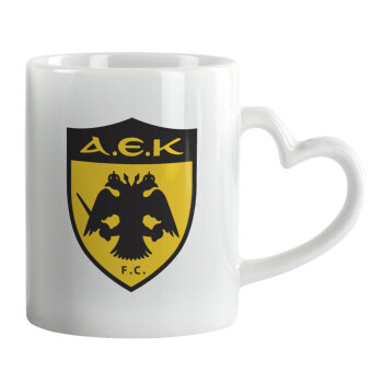 ΑΕΚ, Mug heart handle, ceramic, 330ml