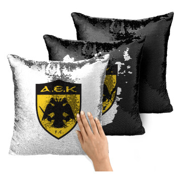 ΑΕΚ, Μαξιλάρι καναπέ Μαγικό Μαύρο με πούλιες 40x40cm περιέχεται το γέμισμα
