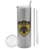 Tumbler stainless steel Silver 600ml, with metal straw & cleaning brush