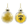 Transparent Christmas tree ball ornament with gold filling 8cm