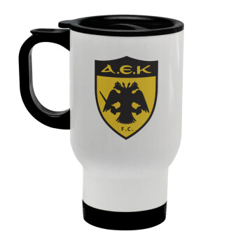 ΑΕΚ, Stainless steel travel mug with lid, double wall white 450ml