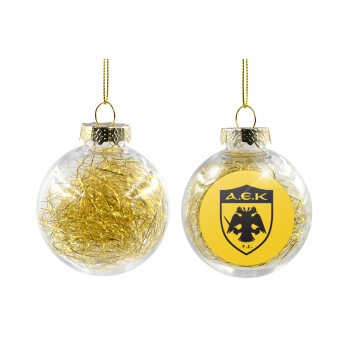 ΑΕΚ, Χριστουγεννιάτικη μπάλα δένδρου διάφανη με χρυσό γέμισμα 8cm
