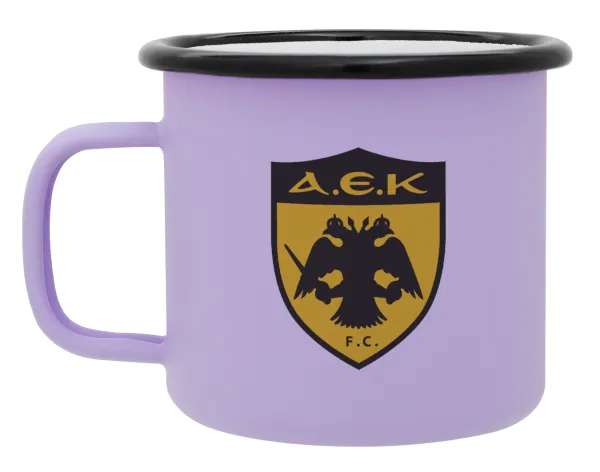 ΑΕΚ — Metal enamel mug, matte light pastel purple, 360ml