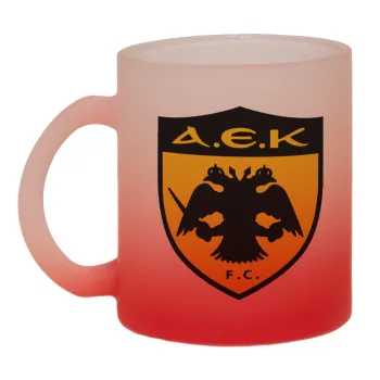 ΑΕΚ, Κούπα γυάλινη δίχρωμη με βάση το κόκκινο ματ, 330ml