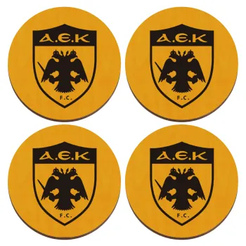 ΑΕΚ, ΣΕΤ x4 Σουβέρ ξύλινα στρογγυλά plywood (9cm)