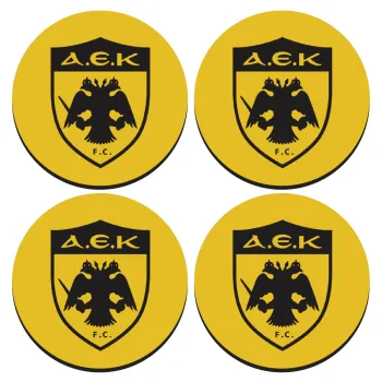 ΑΕΚ, SET of 4 round wooden coasters (9cm)