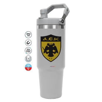 ΑΕΚ, ΓΚΡΙ χρώματος Θερμός Ανοξείδωτο 890ml (30oz) με χερούλι