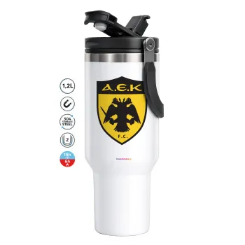 ΑΕΚ, Mega Tumbler με καπάκι, διπλού τοιχώματος (θερμό) 1,2L